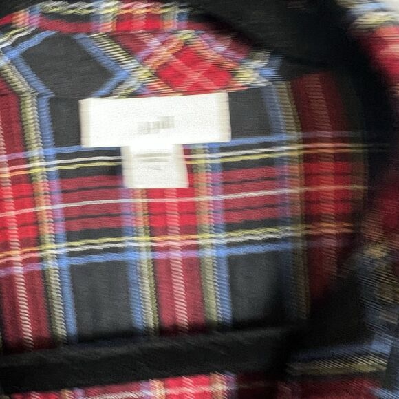 J Jill Women  Blouse Large Popover Tunic Tartan Plaid Button Belted Preppy - Picture 6 of 10